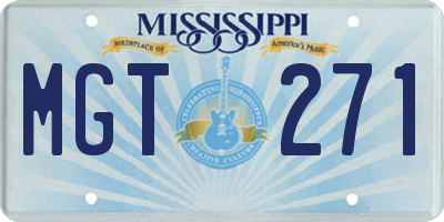 MS license plate MGT271