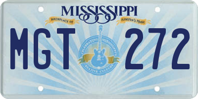 MS license plate MGT272
