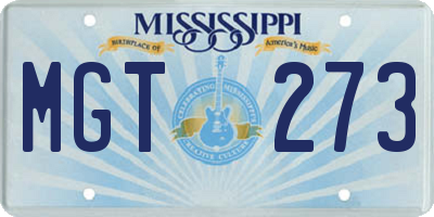 MS license plate MGT273