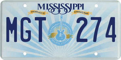 MS license plate MGT274