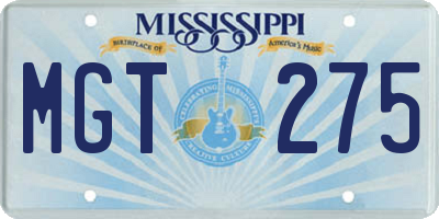 MS license plate MGT275