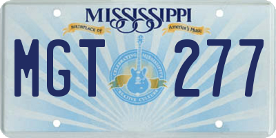 MS license plate MGT277