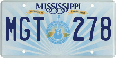 MS license plate MGT278