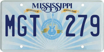 MS license plate MGT279