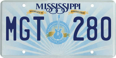 MS license plate MGT280
