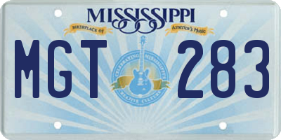 MS license plate MGT283