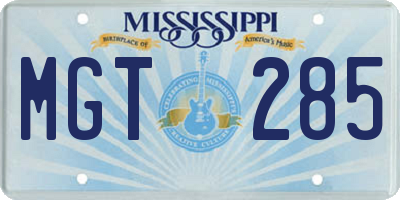 MS license plate MGT285