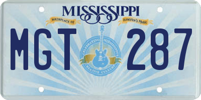 MS license plate MGT287
