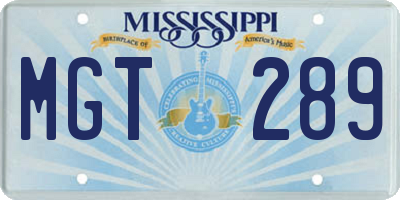 MS license plate MGT289