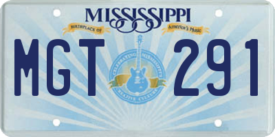 MS license plate MGT291