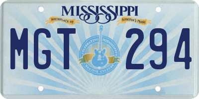 MS license plate MGT294