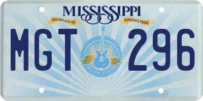 MS license plate MGT296