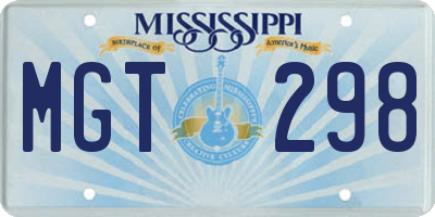 MS license plate MGT298