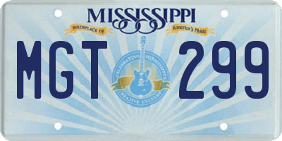 MS license plate MGT299