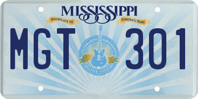 MS license plate MGT301