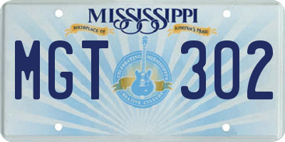 MS license plate MGT302