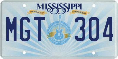 MS license plate MGT304
