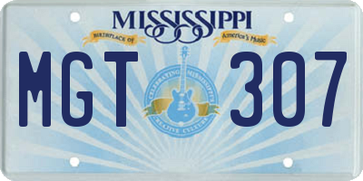 MS license plate MGT307