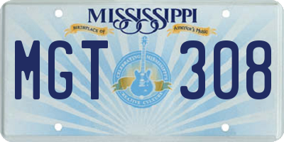 MS license plate MGT308