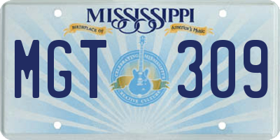 MS license plate MGT309