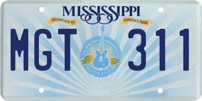 MS license plate MGT311