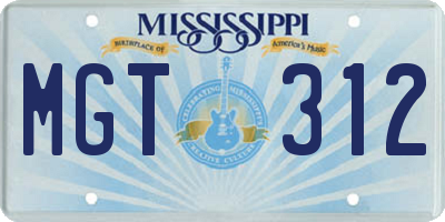 MS license plate MGT312