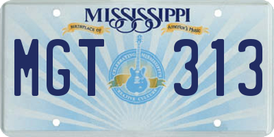 MS license plate MGT313