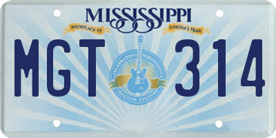 MS license plate MGT314