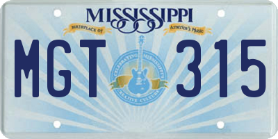 MS license plate MGT315