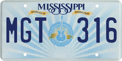 MS license plate MGT316