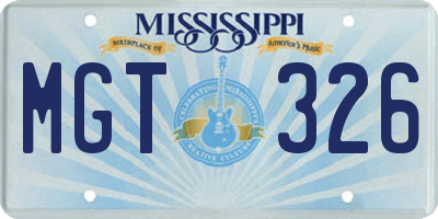 MS license plate MGT326