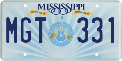 MS license plate MGT331