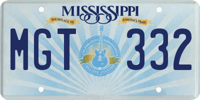 MS license plate MGT332