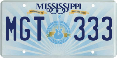 MS license plate MGT333