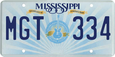 MS license plate MGT334