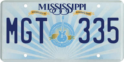 MS license plate MGT335