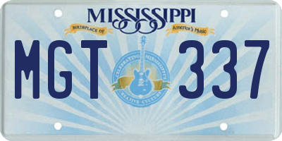 MS license plate MGT337