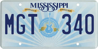 MS license plate MGT340