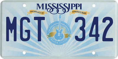 MS license plate MGT342