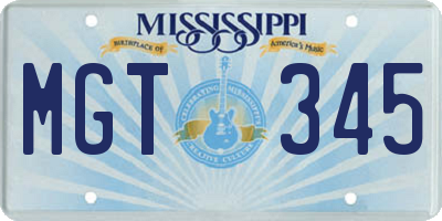MS license plate MGT345