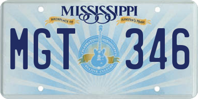 MS license plate MGT346