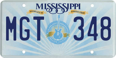 MS license plate MGT348