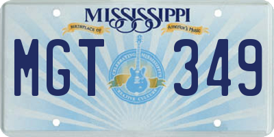 MS license plate MGT349