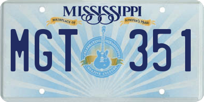 MS license plate MGT351