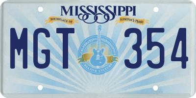 MS license plate MGT354