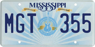MS license plate MGT355