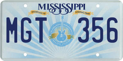 MS license plate MGT356
