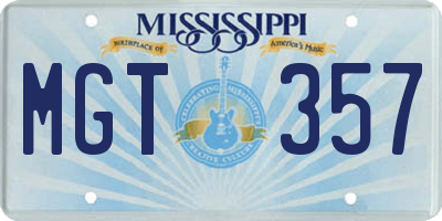 MS license plate MGT357