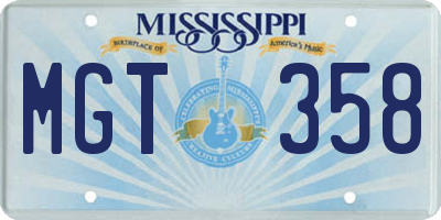 MS license plate MGT358