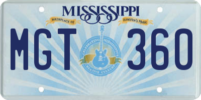 MS license plate MGT360